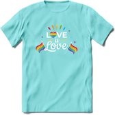 Love Is Love | Pride T-Shirt | Grappig LHBTIQ+ / LGBTQ / Gay / Homo / Lesbi Cadeau Shirt | Dames - Heren - Unisex | Tshirt Kleding Kado | - Licht Blauw - M