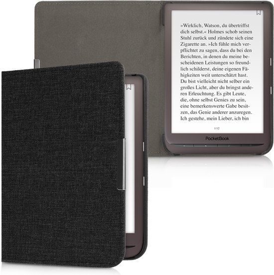 kwmobile hoes geschikt voor Pocketbook InkPad 3 / 3 Pro / Color / Vivlio InkPad 3 - Stoffen beschermhoes voor e-reader in donkergrijs van Merkloos — afbeelding 5