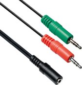 2x 3,5mm > 3,5mm 4-polig headset adapter (CTIA/AHJ) - zwart - 0,15 meter