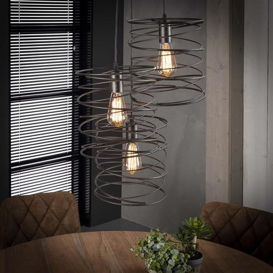 Crea Hanglamp 3x curl getrapt / Charcoal - Industrieel lampen  - Design Plafond lamp