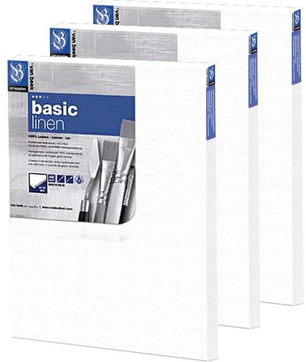 Van Beek Schildersdoek - 100% Linnen - Canvas - Schilderdoek - Premium Kwaliteit - 30x40 cm - 21-25 mm - 3 Stuks