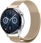 Milanees Smartwatch bandje - Geschikt voor  Huawei Watch GT 3 46mm Milanese band - champagne - 46mm - Strap-it Horlogeband / Polsband / Armband