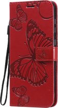 Samsung Galaxy A21s Hoesje - Mobigear - Butterfly Serie - Kunstlederen Bookcase - Rood - Hoesje Geschikt Voor Samsung Galaxy A21s