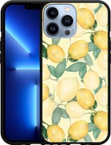 Geschikt voor Apple iPhone 13 Pro Max Hoesje Zwart Lemons - Designed by Cazy