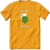 make beer not war Bier T-Shirt | Unisex Kleding | Dames - Heren Feest shirt | Drank | Grappig Verjaardag Cadeau tekst | - Geel - M