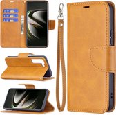 Samsung Galaxy S22 Plus (S22+) Hoesje - MobyDefend Wallet Book Case Met Koord - Lichtbruin - GSM Hoesje - Telefoonhoesje Geschikt Voor: Samsung Galaxy S22 Plus (S22+)