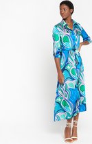 LOLALIZA Hemdjurk met retroprint - Blauw - Maat 38