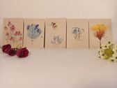 Handmade wenskaarten- serie nr1- eco bloemenkaarten- set 10 stuks