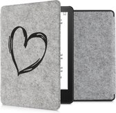 kwmobile hoes geschikt voor Amazon Kindle Paperwhite 11. Generation 2021 - E-reader beschermhoes in zwart / lichtgrijs - Brushed Hart design