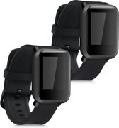 kwmobile 2x armband voor Huami Amazfit Bip S / Bip S Lite - Bandjes voor fitnesstracker in zwart / zwart