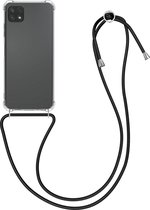 kwmobile telefoonhoesje compatibel met Samsung Galaxy A22 5G - Hoesje met koord - Back cover in zwart / transparant