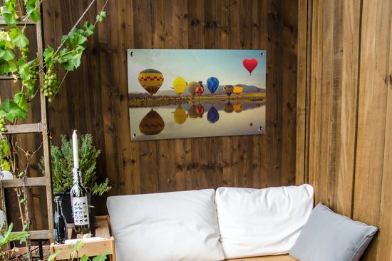Posters de jardin extérieur Montgolfière - Couleurs - Water - Reflet - 90x60 cm - Toile jardin - Affiche extérieure