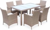 Alice's Garden Tuinset Tavola 6 - 150x90x74 - 6 plaatsen - Wicker - Naturel/beige