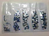 RHINESTONES ZWART AB MIX (non-hotfix), set met diverse maten