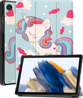Hoes Geschikt voor Samsung Galaxy Tab A8 Hoes Book Case Hoesje Trifold Cover - Hoesje Geschikt voor Samsung Tab A8 Hoesje Bookcase - Eenhoorn