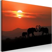 Schilderij - Elephants in Love (1 Part) Wide.