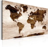 Schilderij - World Map: The Brown Earth.
