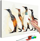 Doe-het-zelf op canvas schilderen - Penguin Family.