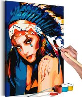 Doe-het-zelf op canvas schilderen - Native American Girl.