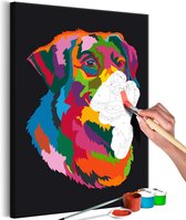Doe-het-zelf op canvas schilderen - Colourful Dog.