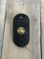 Bel in het zwart - "Press" moderne deurbel, antiek ogend