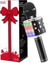 Fede draadloze Bluetooth-karaokemicrofoon met meerkleurig LED-licht, draagbare draagbare microfoonluidspreker voor zingende kinderen/volwassenen, compatibel met Android/IOS/pc/smartphone
