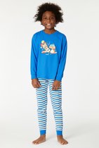 Woody pyjama jongens/heren - blauw - axolotl vis - 221-1-PLC-S/837 - maat 104