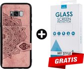 Backcover Fashion Mini Wallet Hoesje Samsung Galaxy S8 Roségoud - Gratis Screen Protector - Telefoonhoesje - Smartphonehoesje