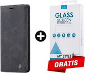 CaseMe Bookcase Pasjeshouder Hoesje Samsung Galaxy S10 Zwart - Gratis Screen Protector - Telefoonhoesje - Smartphonehoesje