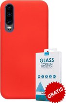 Siliconen Backcover Hoesje Huawei P30 Rood - Gratis Screen Protector - Telefoonhoesje - Smartphonehoesje