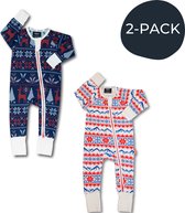 Zipster Alpine 2 stuks - Baby Romper - Zachte bamboe - Met 2-way ritssluiting - Maat 62-68 - Perfect Cadeau - Uniseks