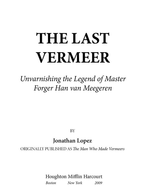 The Man Who Made Vermeers - cover