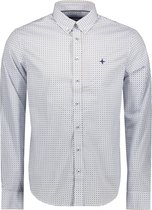 Haze & Finn Overhemd Printed Shirt Cotton Regular Stretch Mc17 0110 23 Blanc De Blanc Diamond Drops Mannen Maat - M