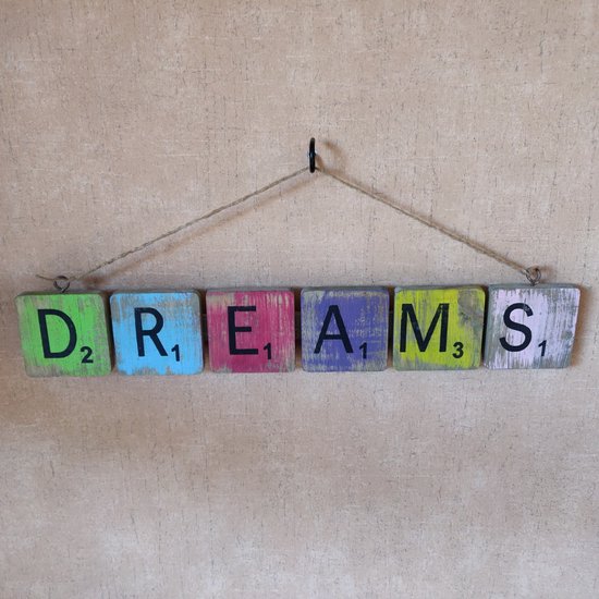 Houten Tekst Hanger DREAMS Letters Shabby 48 cm