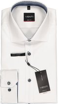 VENTI body fit overhemd - wit twill (contrast) - Strijkvriendelijk - Boordmaat: 43