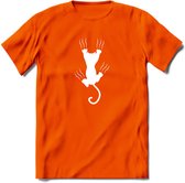 Cat Scrats - Katten T-Shirt Kleding Cadeau | Dames - Heren - Unisex | Kat / Dieren shirt | Grappig Verjaardag kado | Tshirt Met Print | - Oranje - XL