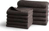 Luxe  handdoek set - 10 delig - 5x 50x100 + 5x 70x140 - antraciet - KUBUS - jacquard geweven - 100% katoen - extra zacht badstof - handdoekset - handdoeken - luxe set badhanddoeken - handdoek