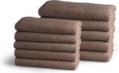 Luxe  handdoek set - 10 delig - 5x 50x100 + 5x 70x140 - taupe - KUBUS - jacquard geweven - 100% katoen - extra zacht badstof - handdoekset - handdoeken - luxe set badhanddoeken - h