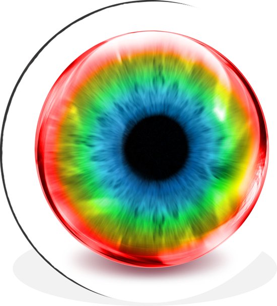 WallCircle - Wandcirkel - Muurcirkel - Gekleurd oog in glazen bol - Aluminium - Dibond - ⌀ 60 cm - Binnen en Buiten