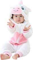 JAXY Baby Onesie - Baby Rompertjes - Baby Pyjama - Baby Pakje - Baby Verkleedkleding - Baby Kostuum - Baby Winterpak - Baby Romper - Baby Skipak - Baby Carnavalskleding - 12-18 Maanden - Eenhoorn Wit