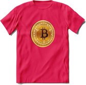 Bitcoin Coin - Crypto T-Shirt Kleding Cadeau | Dames / Heren / Unisex | Bitcoin / Ethereum shirt | Grappig Verjaardag kado | BTC Tshirt Met Print | - Roze - XL