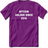 BTC Holder Since 2016- Crypto T-Shirt Kleding Cadeau | Dames / Heren / Unisex | Bitcoin / Ethereum shirt | Grappig Verjaardag kado | BTC Tshirt Met Print | - Paars - S