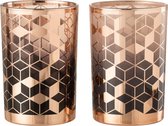 Windlicht | glas | rosé goud | 12x12x (h)18 cm