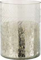 Windlicht | glas | zilver - transparant | 21.5x21.5x (h)27 cm