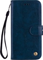 Mobigear Oil Wax Texture Luxury Wallet Book Case Bleu Huawei P Smart