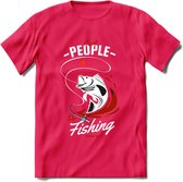 Cool People Do Fishing - Vissen T-Shirt | Rood | Grappig Verjaardag Vis Hobby Cadeau Shirt | Dames - Heren - Unisex | Tshirt Hengelsport Kleding Kado - Roze - S