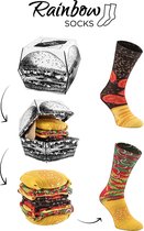 Everygoods Rainbow Socks – Man Vrouw Grappige Hamburger Sokken 2 Paar