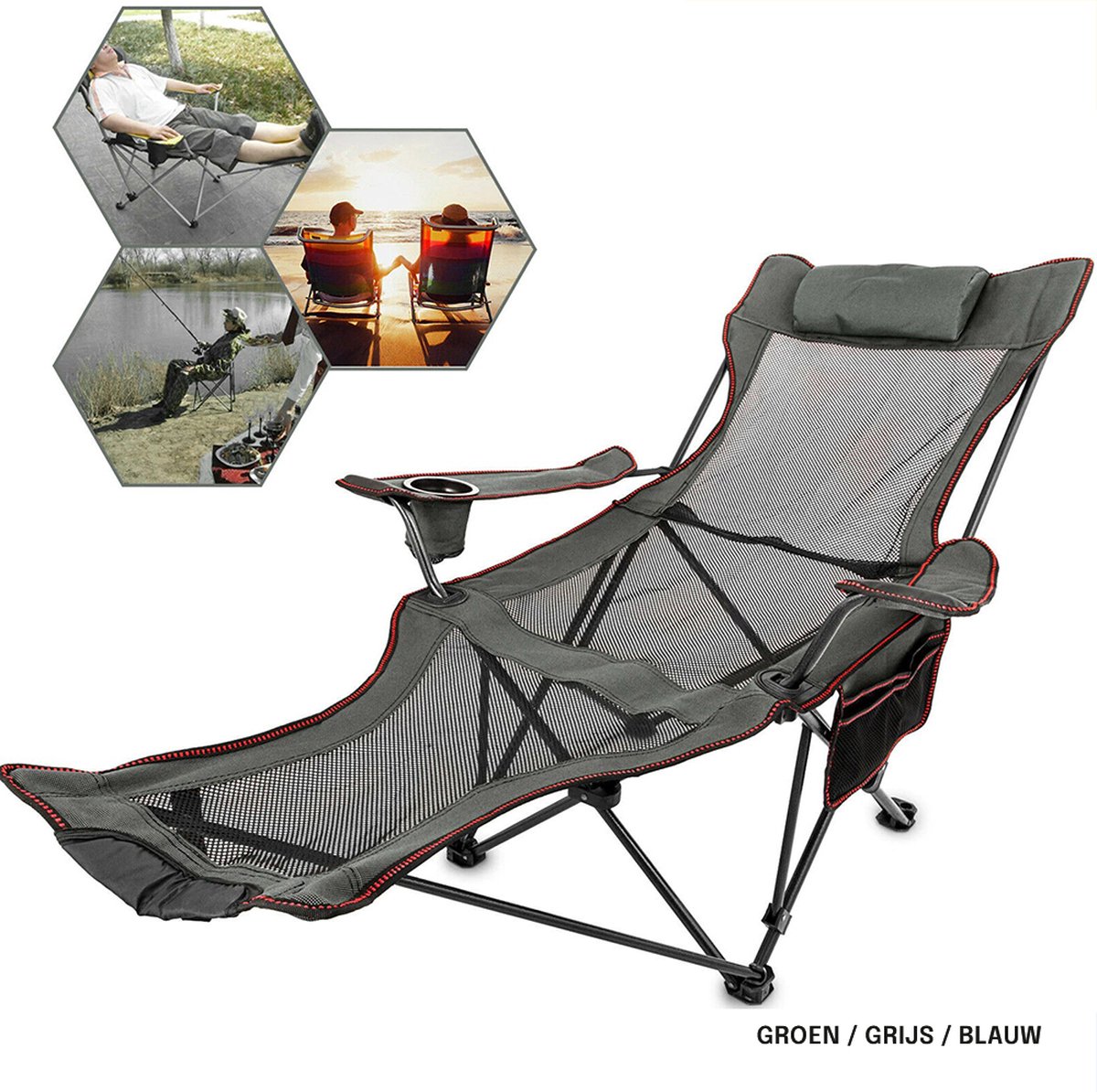 BigDean Set van 2 campingstoelen, extra hoge rugleuning, max. 150 kg