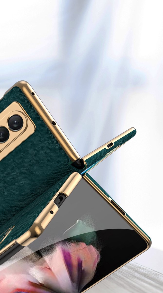 Case voor Samsung Galaxy Z Fold 3 PU-leer Flip Kickstand functie met glas