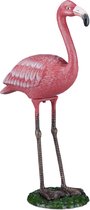 Relaxdays 1x tuinbeeld flamingo - tuindecoratie metaal - dierenbeeld groot - weerbestendig